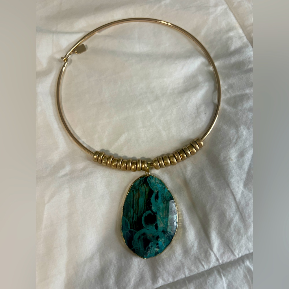Robert Lee Morris Gold and Turquoise Necklace - Picture 2 of 2